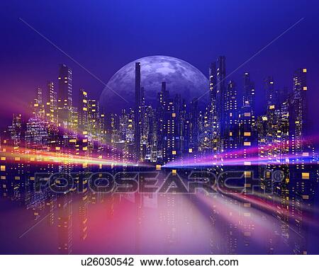 Stock Image - Futuristic image, computer graphic. Fotosearch