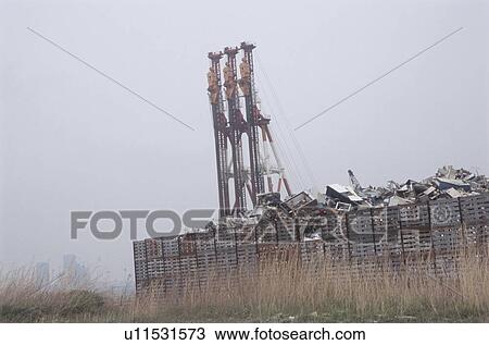 Stock Image - Garbage Dump. Koto-ku, Tokyo, Japan. Fotosearch