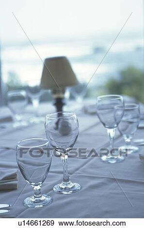 Glasses on Table View Large Photo Image Stock Photo - Glasses on Table. Fotosearch