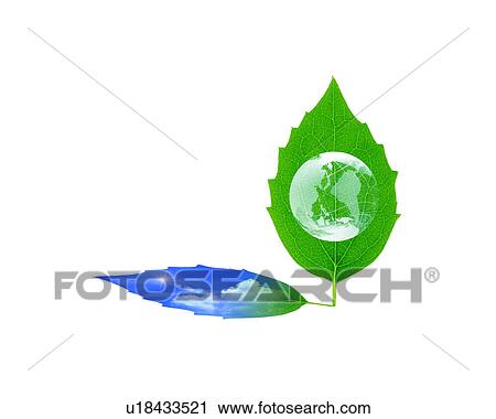 Globe and leaf, computer graphic, white background View Large Photo Image Stock Image - Globe and leaf, computer graphic, white background. Fotosearch
