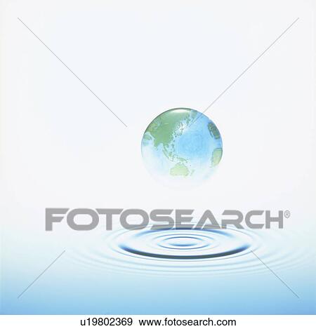 Stock Photo - Globe and rippled water. Fotosearch