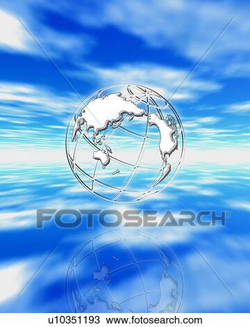 Stock Image - Globe and sky. Fotosearch