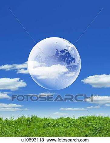 Globe floating in the air View Large Photo Image Stock Photo - Globe floating in the air. Fotosearch