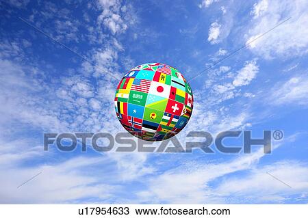 Stock Image - Globe Made up of World Flags. Fotosearch