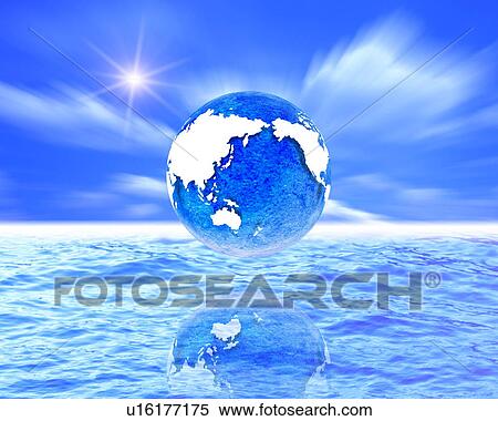 Stock Photography - Globe, sea and sky. Fotosearch