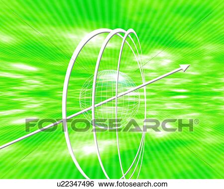 Stock Photograph - Globe with arrow and circles. Fotosearch