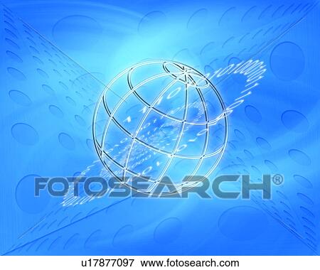Stock Photo - Globe with binary code and circles. Fotosearch