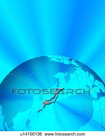 Stock Photograph - Globe with Japan standing out. Fotosearch