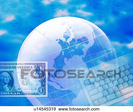 Globe with keyboard and US currency View Large Photo Image Stock Photo - Globe with keyboard and US currency. Fotosearch