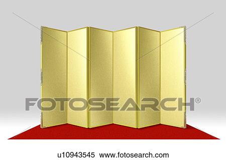 Golden folding screen on a red carpet View Large Photo Image Stock Photography - Golden folding screen on a red carpet. Fotosearch