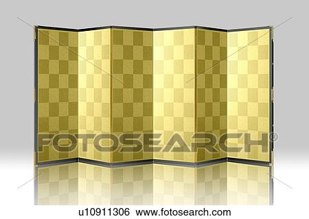 Golden folding screen View Large Photo Image Stock Photograph - Golden folding screen. Fotosearch