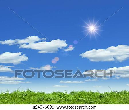 Stock Photography - Green Field and Blue Sky. Fotosearch