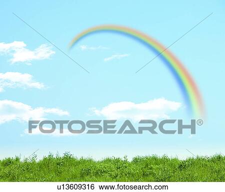 Green Field and Rainbow in Sky View Large Photo Image Stock Photograph - Green Field and Rainbow in Sky. Fotosearch