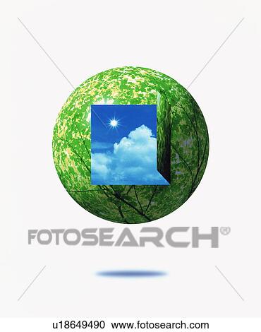 Green Globe with Door Opened View Large Photo Image Stock Image - Green Globe with Door Opened. Fotosearch