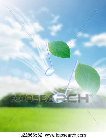 Green leaves float through the sky as musical notes View Large Photo Image Stock Image - Green leaves float through the sky as musical notes. Fotosearch
