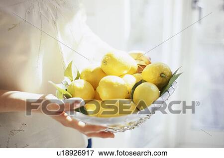 Stock Photo - Hands holding basket of lemons. Fotosearch