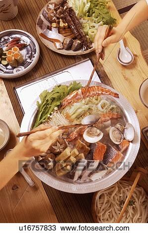Hands serving seafood from dish with chopsticks View Large Photo Image Stock Image - Hands serving seafood from dish with chopsticks. Fotosearch