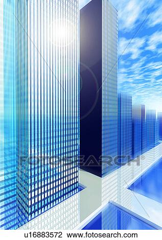 High angle view of skyscrapers and city streets View Large Photo Image Stock Image - High angle view of skyscrapers and city streets. Fotosearch