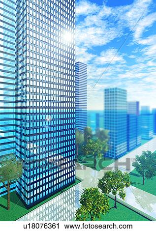 High angle view of skyscrapers and city streets View Large Photo Image Stock Image - High angle view of skyscrapers and city streets. Fotosearch
