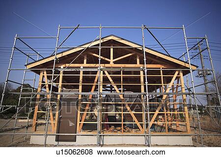House under construction View Large Photo Image Stock Photo - House under construction. Fotosearch