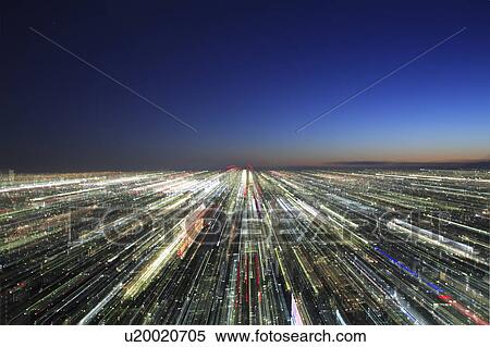 Illuminated cityscape, blurred motion, long exposure, Tokyo prefecture, Japan View Large Photo Image Stock Photography - Illuminated cityscape, blurred motion, long exposure, Tokyo prefecture, Japan. Fotosearch