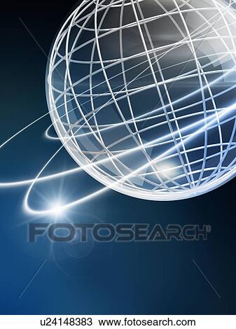 Illuminated sphere grid with orbiting rings View Large Photo Image Stock Image - Illuminated sphere grid with orbiting rings. Fotosearch