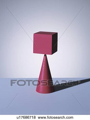 Stock Photo - Illustration of a Cube and a Circular Cone. Fotosearch