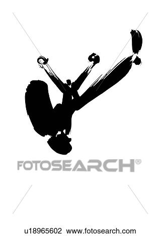 Stock Image - Illustration of businessman jumping, white background. Fotosearch