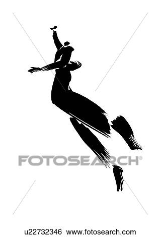 Stock Photograph - Illustration of businessman jumping, white background. Fotosearch