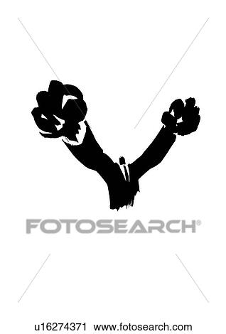 Stock Image - Illustration of businessman punching air, white background. Fotosearch