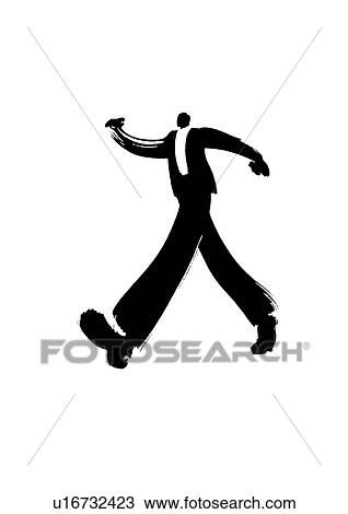 Stock Image - Illustration of businessman walking, white background. Fotosearch