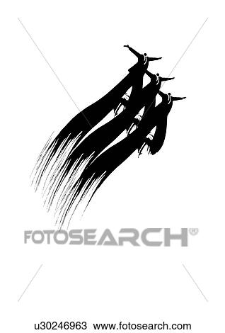 Stock Image - Illustration of businessmen jumping, white background. Fotosearch