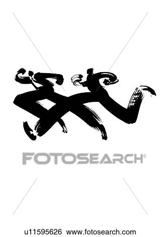Stock Photograph - Illustration of businessmen running, white background. Fotosearch