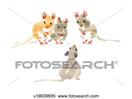 Stock Photography - Illustration of four mice, white background. Fotosearch