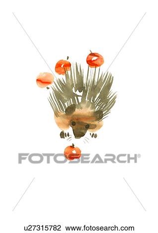 Illustration of hedgehog looking at cherries, white background View Large Photo Image Stock Image - Illustration of hedgehog looking at cherries, white background. Fotosearch