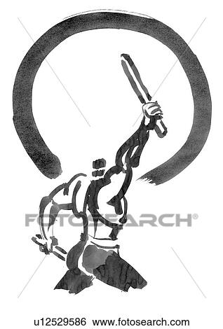 Stock Photograph - Illustration of man playing drum, white background. Fotosearch