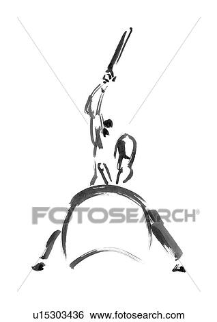 Stock Photograph - Illustration of man playing drum, white background. Fotosearch