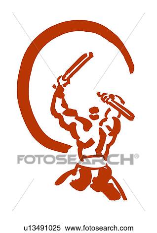 Stock Photography - Illustration of man playing drum, white background. Fotosearch
