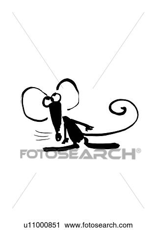 Stock Image - Illustration of mouse looking up, white background. Fotosearch
