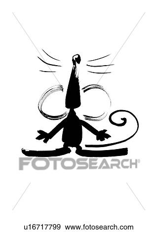 Stock Photo - Illustration of mouse stretching and looking up, white background. Fotosearch