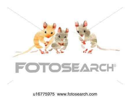 Stock Photography - Illustration of three mice, white background. Fotosearch