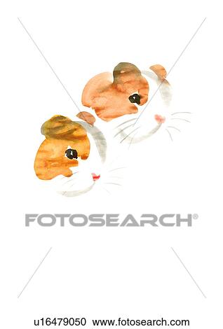Stock Image - Illustration of two mice, white background, copy space. Fotosearch