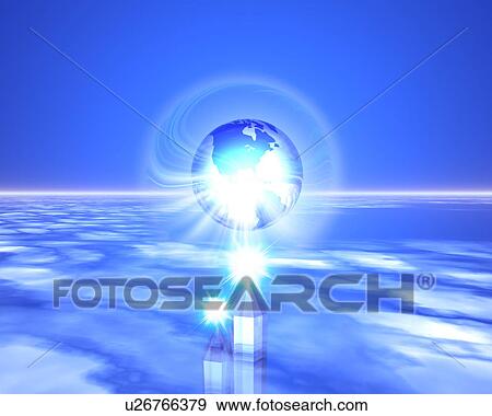 Stock Photo - Image of the earth and buildings connected by network lights, computer graphic. Fotosearch