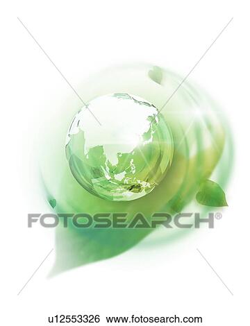 Image of the Earth floating over a large blurred leaf View Large Photo Image Stock Photograph - Image of the Earth floating over a large blurred leaf. Fotosearch