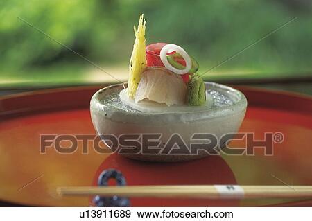 Japanese dish of sliced raw fish View Large Photo Image Stock Photo - Japanese dish of sliced raw fish. Fotosearch