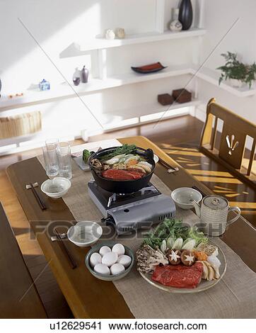 Japanese meal arranged on dining table View Large Photo Image Stock Image - Japanese meal arranged on dining table. Fotosearch