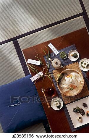 Stock Photograph - Japanese meal arranged on dining table. Fotosearch