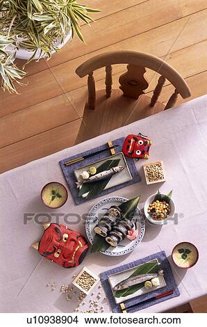 Picture - Japanese meal for two on table. Fotosearch