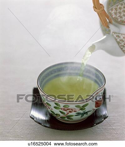 Japanese tea being poured into cup View Large Photo Image Picture - Japanese tea being poured into cup. Fotosearch