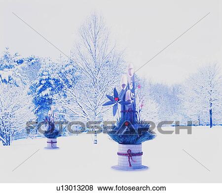 Katomatsu decorations in snowy field View Large Photo Image Stock Photo - Katomatsu decorations in snowy field. Fotosearch